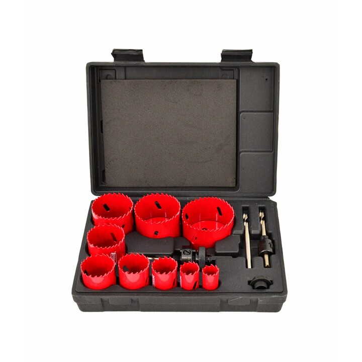 Conjunto de serras copo bimetálicas AWTOOLS. 19-64 mm, 13 peças.