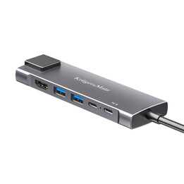 Adaptador (HUB) USB tipo C a HDMI/2x USB3.0/2x USB tipo C/RJ45