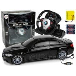 Auto Zdalnie Sterowane BMW M3 Czarny Pilot Kierownica 1:18 Dźwięk Światła