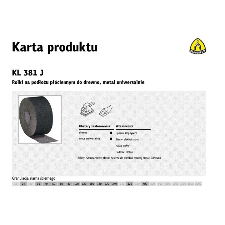 ROLLO DE LONA KLINGSPOR 150mm 36 KL381J (30m)