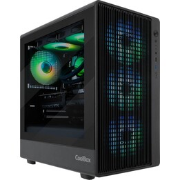 Case Coolbox GM350 Dark Face mid-tower/micro-ATX con alimentatore USB-C, nero con finestra
