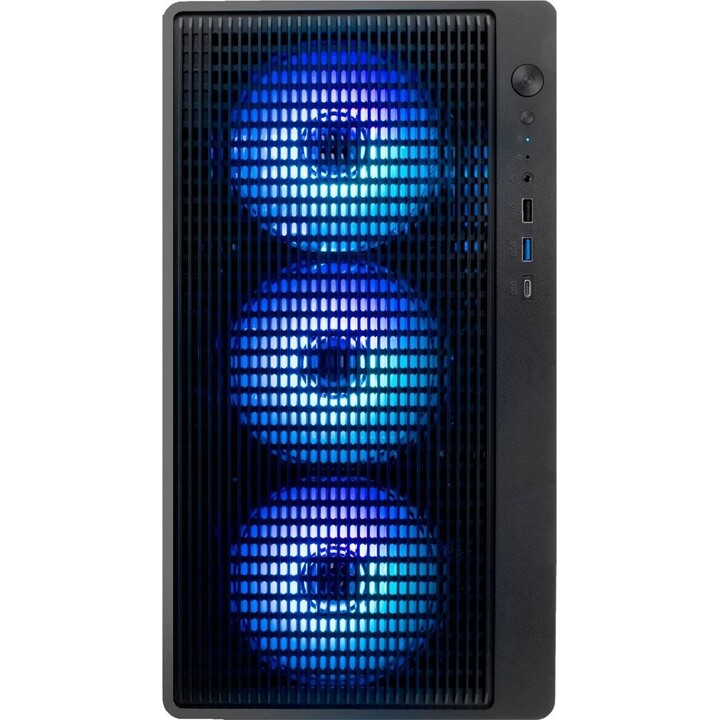 Case Coolbox GM350 Dark Face mid-tower/micro-ATX con alimentatore USB-C, nero con finestra