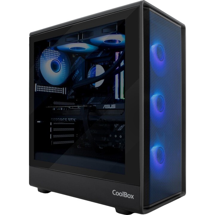 Case Coolbox GA700 Darkside mid-tower/ATX con alimentatore USB-C, nero con finestra.