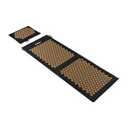 Eco-friendly health mat with acupressure points and pillow, 130x50cm, XXL, gold tips, Rebel Active