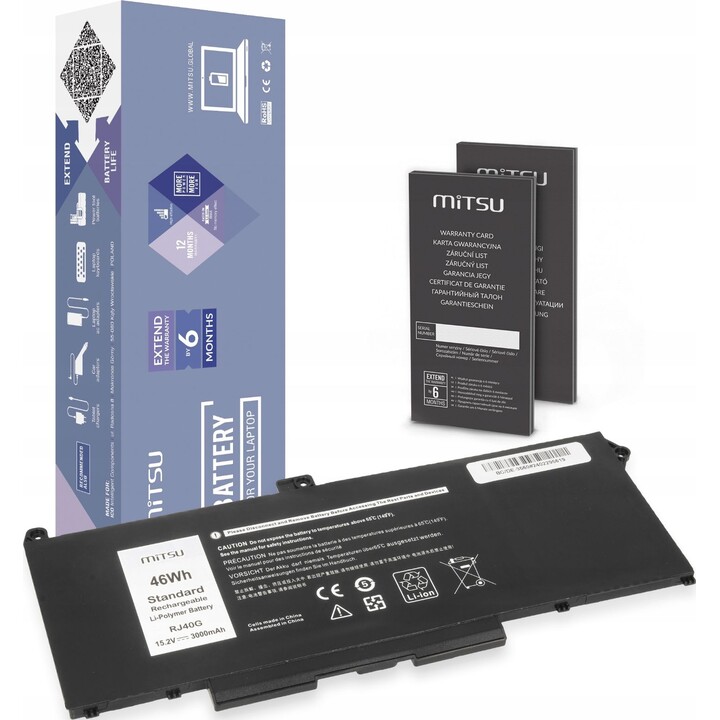 Batteria RJ40G per Dell Latitude 5520, 5420, Precision 3560, 3000 mAh (46 Wh), 15,2 V