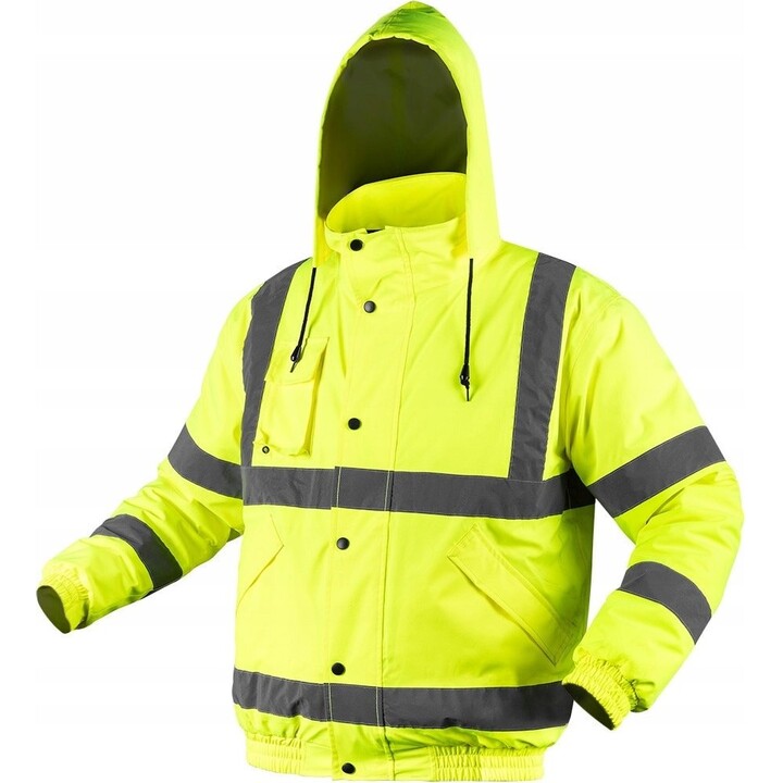 Chaqueta de trabajo de alta visibilidad, ligeramente acolchada, estilo bomber, amarilla, talla XXXL