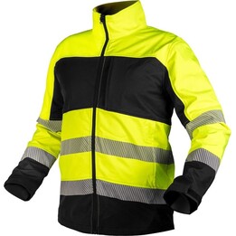 High-visibility softshell work jacket, yellow and black, size XXL