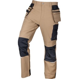 Pantalon de travail Mix&Match, 4 way stretch, avec genouillères, Cordura, beige-noir, taille XXL