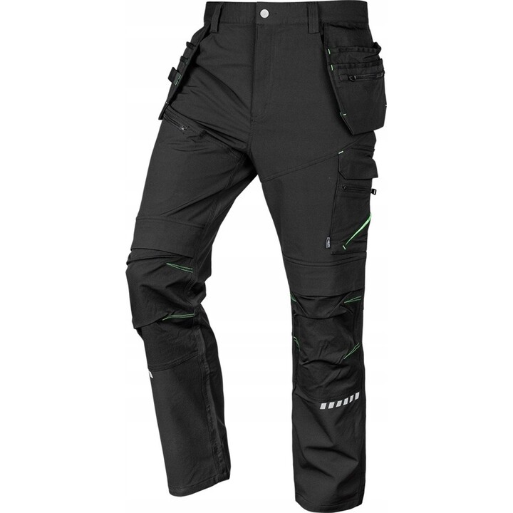 Pantalones de trabajo Mix&Match, elásticos en cuatro direcciones, con fundas para pistola, Cordura, negros, talla L
