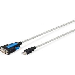 Cabo adaptador USB-A 2.0 macho para RS232 (DB9) macho para chipset FTDI (FT232RNL) em PVC transparente com montagem por parafuso