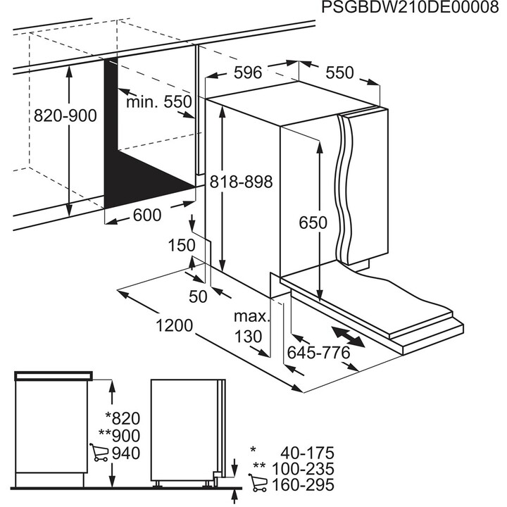 Electrolux E62LD100S, completamente integrato, 13 coperti