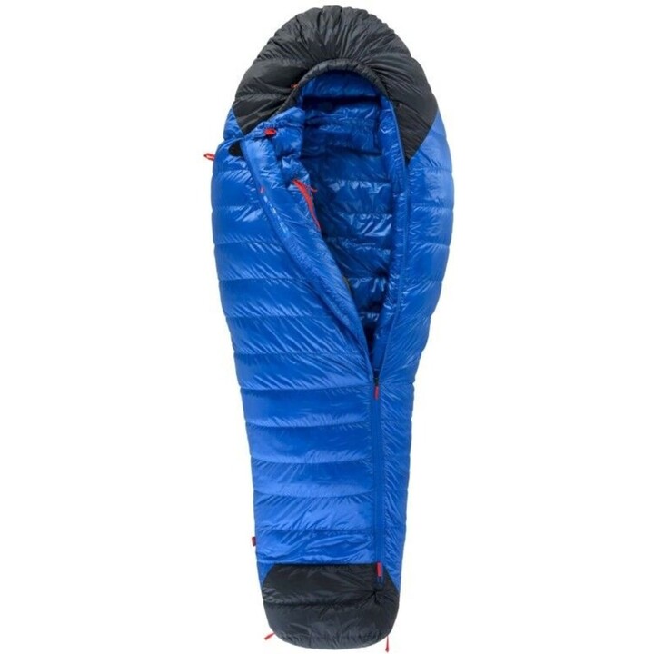Saco de dormir Pajak 568743 Core 950 con plumón de pato, 180 cm, azul, cremallera a la izquierda