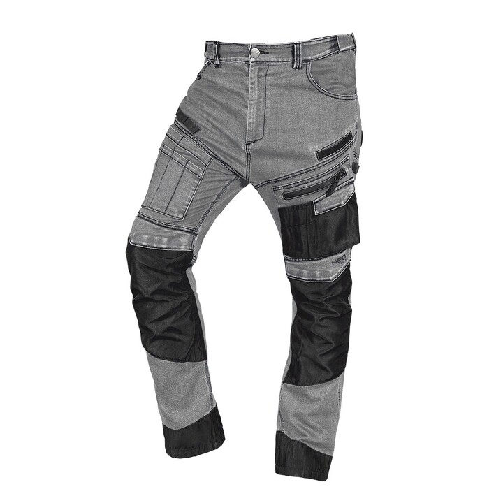 Pantalones de trabajo vaqueros, Oxford reforzados, grises, talla S