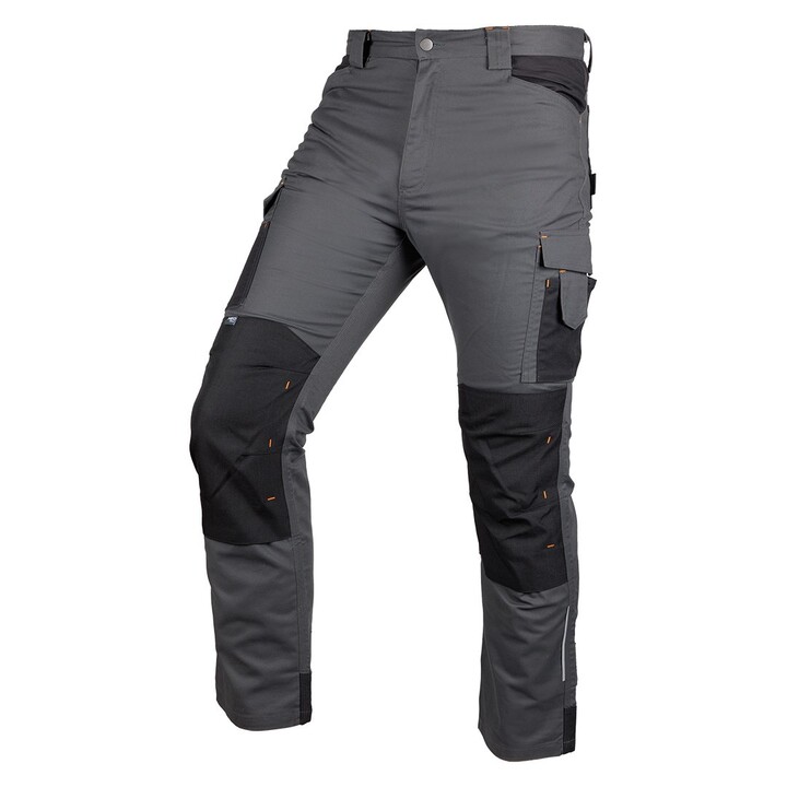 Pantalones de trabajo Mix&Match, de lona, con refuerzos de Cordura, grises y negros, talla L