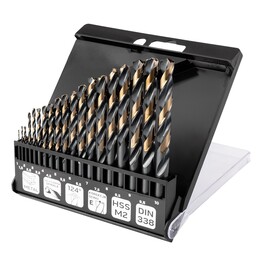 Brocas HSS-CNC para metal, 124°, "Pro-Tec", 1,0-10,0 mm, conjunto de 19