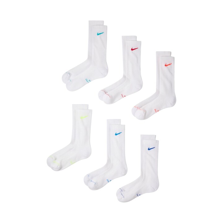 Calcetines Nike Everyday Elevated, 6 pares, blancos, HQ8021 906, tallas 38-42.5