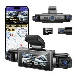 AZDOME M350 Dashcam Coche 4 Canales 360°, 2.5K + 3×1080P Cámara Coche con Apple Find My iOS