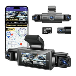 AZDOME M350 Dashcam Coche 4 canali 360°, 2.5K + 3×1080P Camera Coche con Apple Find My iOS
