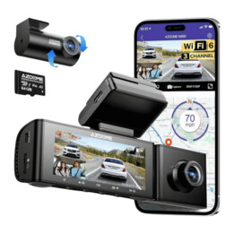 Azdome M590 3-Channel 2.5K Front Dashcam + 1080p Rear Cab Dashcam with GPS