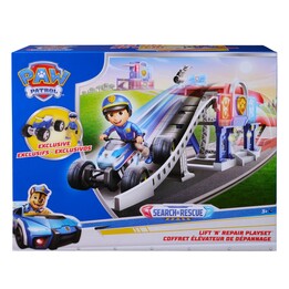 PAW Patrol Search & Rescue, Lift 'N' Repair Playset con vehículo y figura, más de 76,2 cm de largo, juguetes para ni