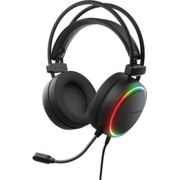 Auriculares supraaurales USB Genesis Neon 614 RGB con micrófono y retroiluminación negra.