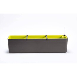 Maceta rectangular autorriego URBALIVE BERBERIS de 80 x 20 cm, gris-marrón