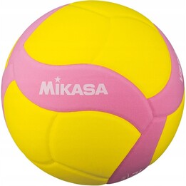 Mikasa VS220W 140123_5 Bola de voleibol para desportos de interior, amarela/rosa, tamanho 5