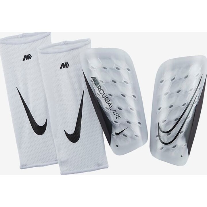 Espinilleras de fútbol Nike Mercurial Lite 146164 L, blancas, talla L