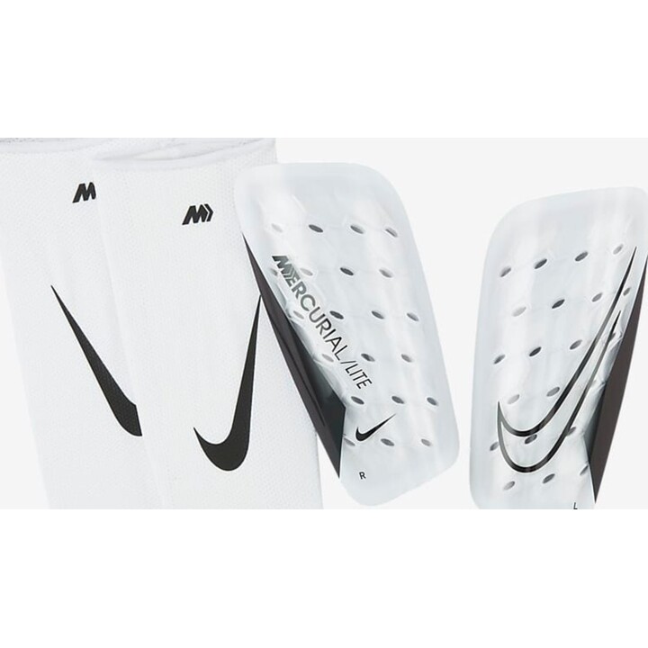 Espinilleras de fútbol Nike Mercurial Lite 146164 XL, blancas, talla XL