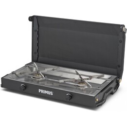 Réchaud à gaz de camping portable Primus Kinjia 434502 à deux brûleurs, noir