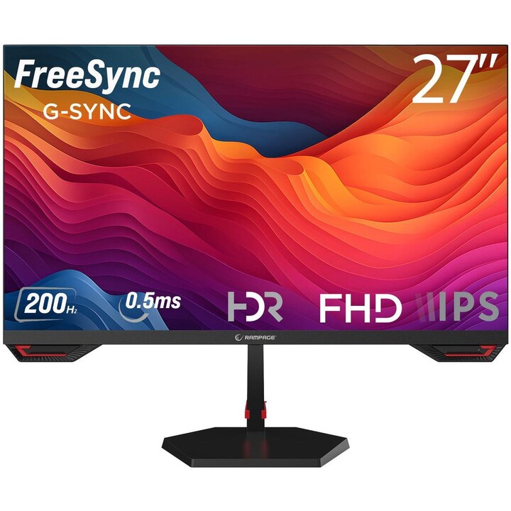 Monitor gamer Rampage Crimson de 27" FHD IPS, 200Hz e tempo de resposta de 1ms.
