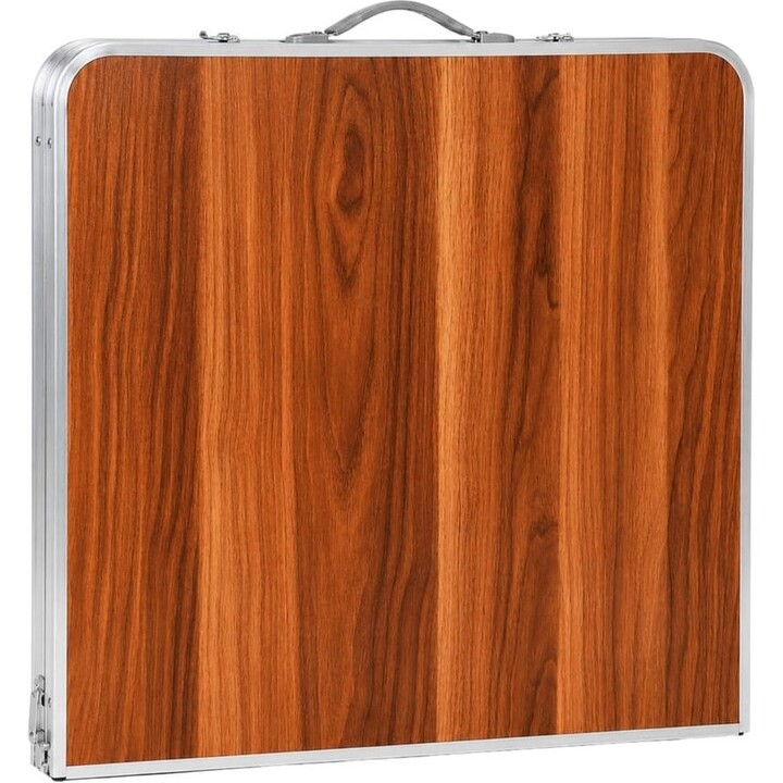 Conjunto de muebles plegables para acampada Lean 29319: mesa y 4 taburetes, de madera