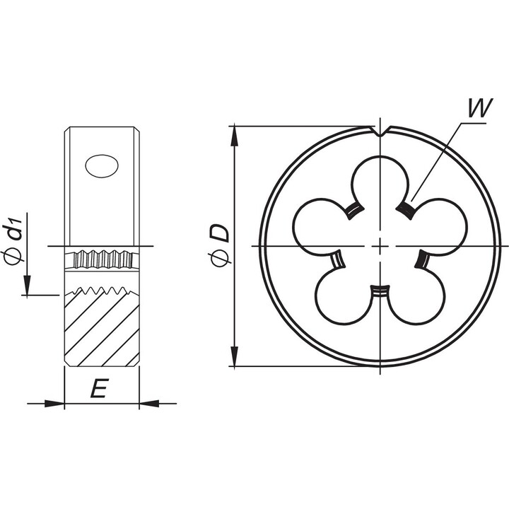 Matriz de roscado N2-188001-0165, redonda, M16x1,5, DIN-22568, 6 g, HSSE