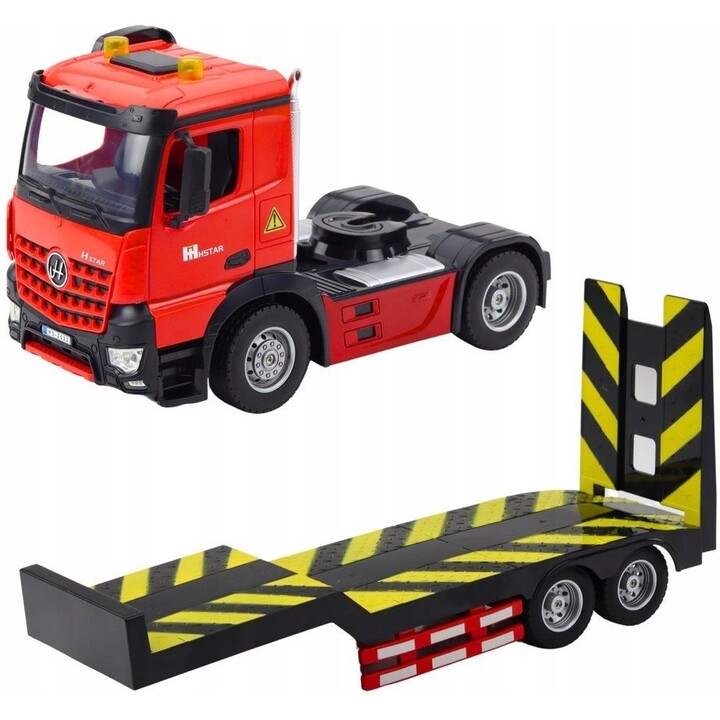 22707 RC: Camión de juguete transportador de coches con mando a distancia, escala 1:16, rojo