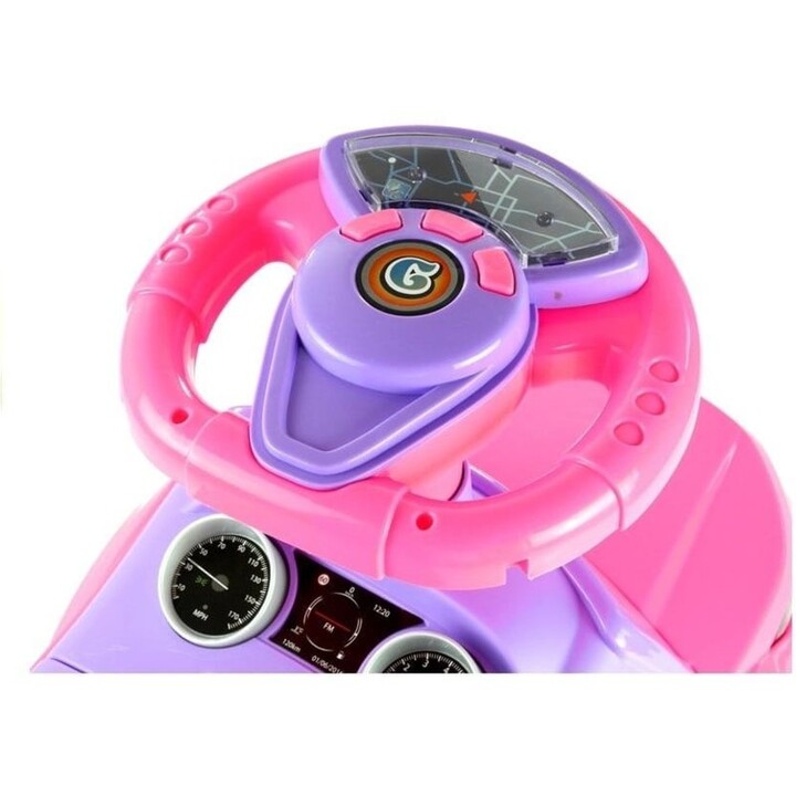 2890 Carro de empurrar para crianças 613W com luzes e sons, cor-de-rosa