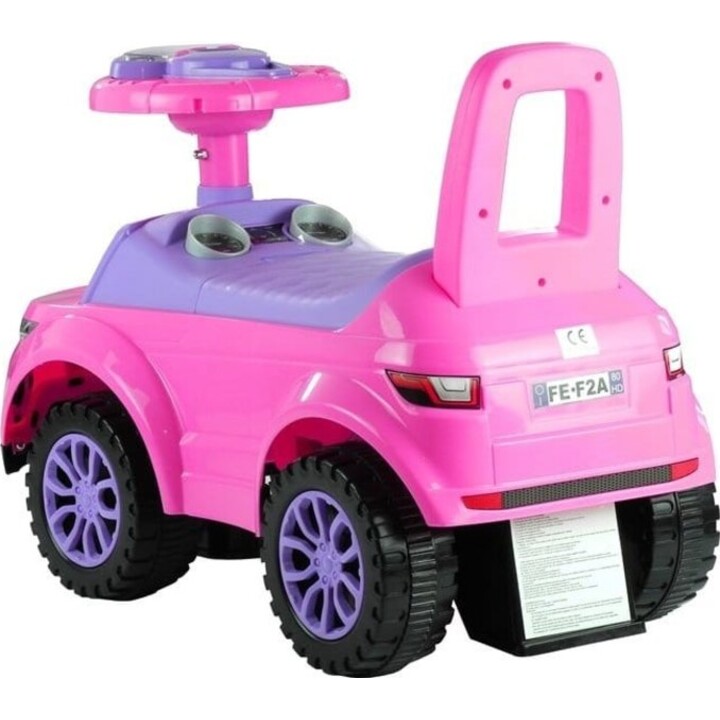 2890 Carro de empurrar para crianças 613W com luzes e sons, cor-de-rosa