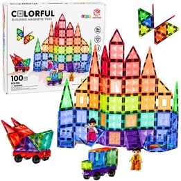 32061 Blocs de construction magnétiques colorés – Panneaux 3D STEM – 100 pièces