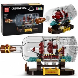 LEAN Toys Ship in a Bottle building blocks decorative sailboat brown