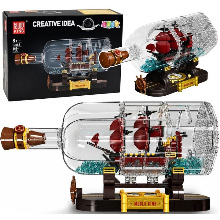 LEAN Toys Barco en Botella bloques de construcción velero decorativo marrón