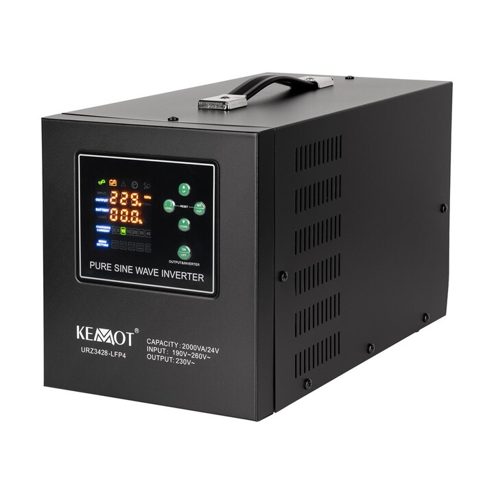 Fuente de alimentación de emergencia KEMOT PROsinus-2000/24-LFP4, convertidor de onda sinusoidal pura con función de carga 24V 2