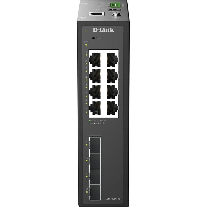 12-Port Gigabit Smart Managed Industrial Switch mit 4 SFP