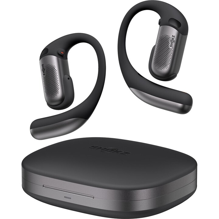 Auriculares Shokz OpenFit Pro negros con diseño de oreja abierta y Bluetooth 5.3, 12 horas de autonomía (50 horas con el estuche