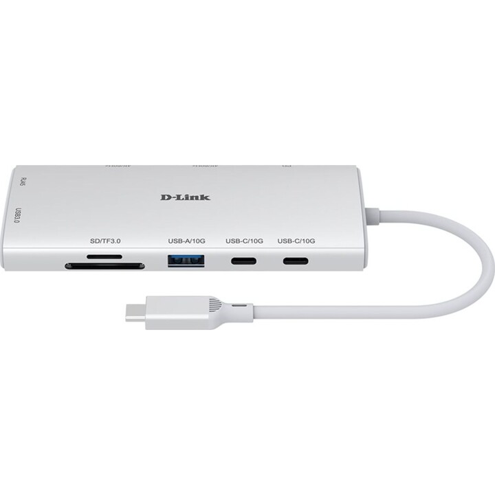 Docking USB Type-C D-Link DUP-A01/ 1xUSB/ 2xUSB Type-C/ 2xHDMI 4K/ 1xRJ45/ 1xLettore di schede/ 1xUSB Type-C PD/ Bianco