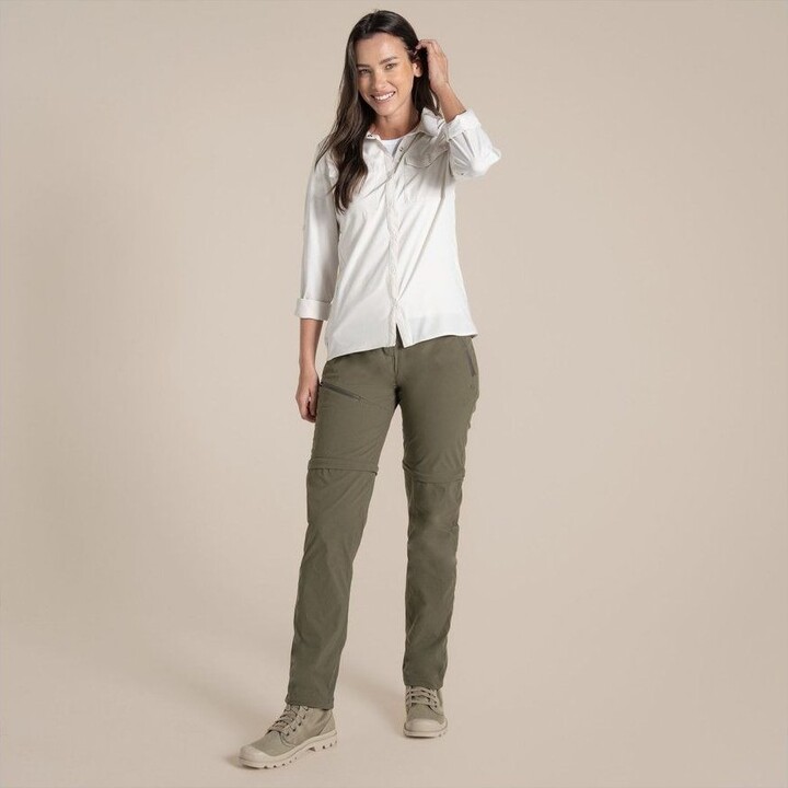 Pantalones convertibles Craghoppers NosiLife Pro III para mujer - Verde oliva salvaje Talla: M
