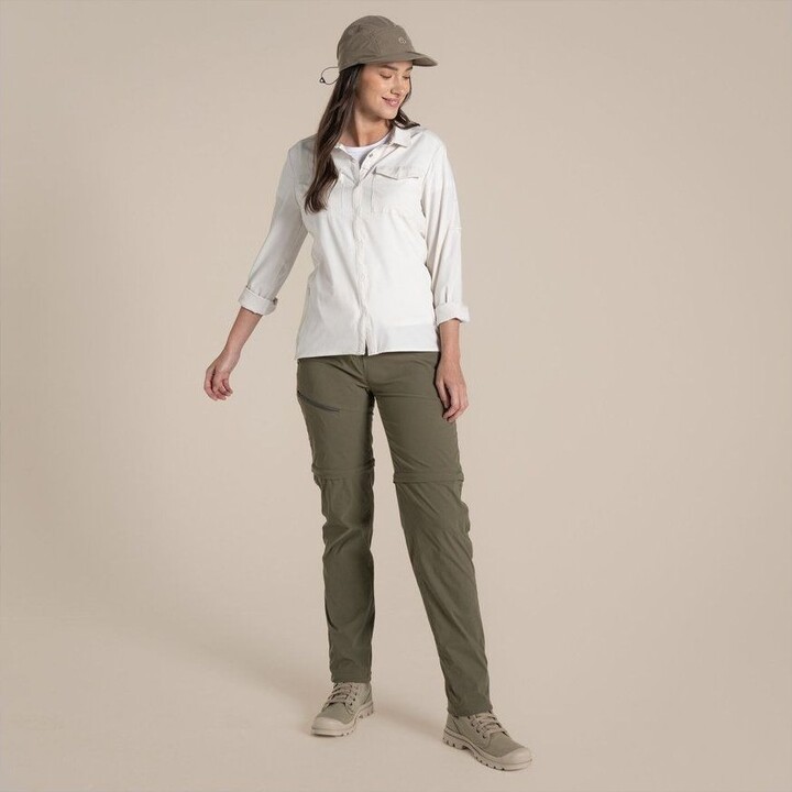 Pantalones convertibles Craghoppers NosiLife Pro III para mujer - Verde oliva salvaje Talla: M