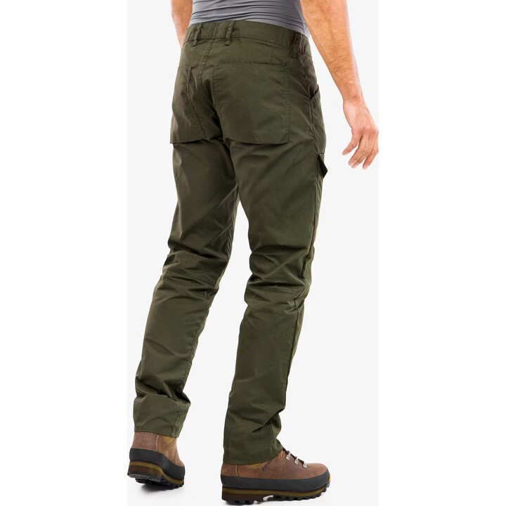 Pantalones de senderismo para hombre Fjällräven Greenland Jeans Regular 179832, color verde bosque intenso, talla M