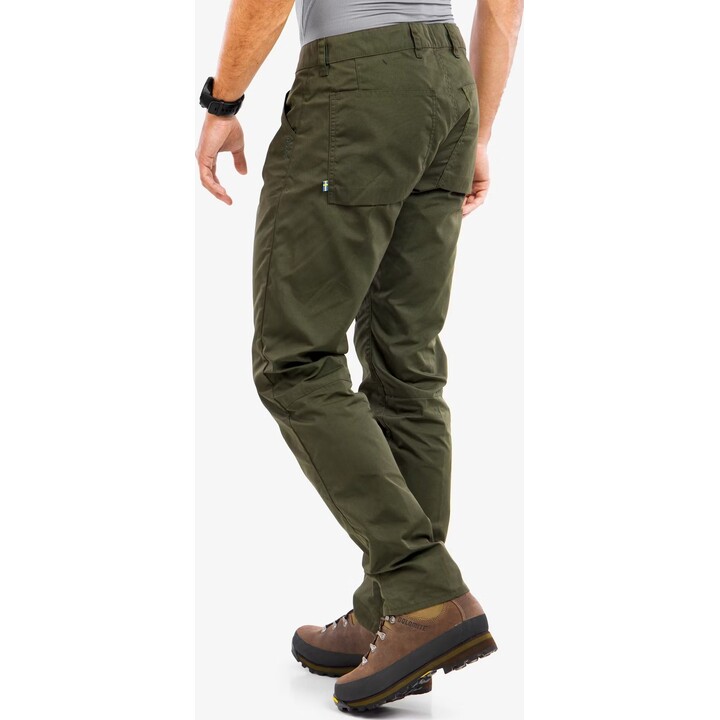 Pantalones de senderismo para hombre Fjällräven Greenland Jeans Regular 179832, color verde bosque intenso, talla M