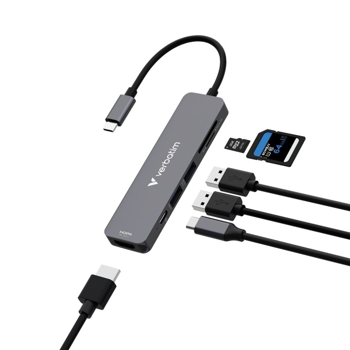 Verbatim 32156 USB 3.2 Gen 1 (3.1 Gen 1) Type-C interface hub 5000 Mbit/s Gray