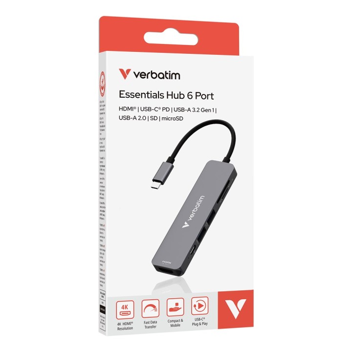 Verbatim 32156 USB 3.2 Gen 1 (3.1 Gen 1) Type-C interface hub 5000 Mbit/s Gray