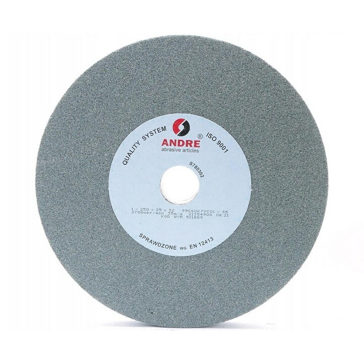 Disco abrasivo plano de 250 mm x 25 mm x 32 mm, color verde.